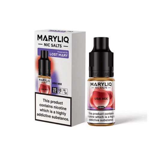 10mg MARYLIQ Nic Salt By Lost Mary 10ml (50VG/50PG) - Flavour: USA Mix 10mg MARYLIQ Nic Salt By Lost Mary 10ml (50VG/50PG) - Flavour: USA Mix