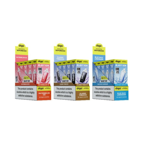 10 x 20mg Vaporesso Dojo Blast 10k Prefilled Pod Vape Kit + 2 x FREE Pods - Flavour: Straw-Raspberry Cherry Ice 10 x 20mg Vaporesso Dojo Blast 10k Prefilled Pod Vape Kit + 2 x FREE Pods - Flavour: Straw-Raspberry Cherry Ice